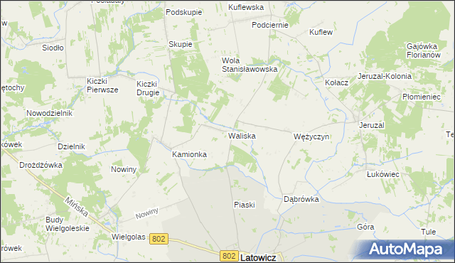 mapa Waliska gmina Latowicz, Waliska gmina Latowicz na mapie Targeo