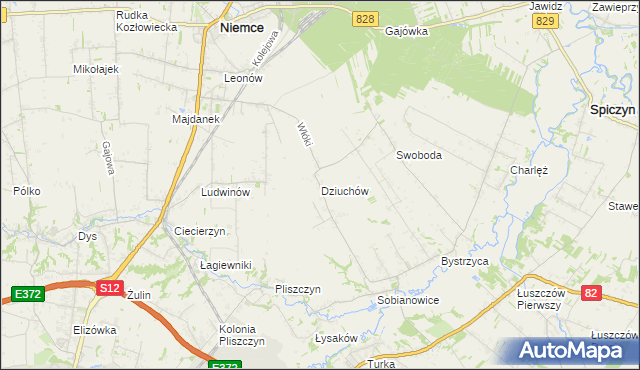 mapa Dziuchów, Dziuchów na mapie Targeo