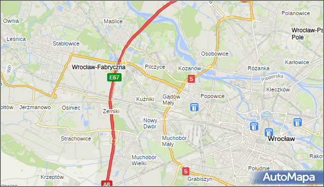 mapa Gądów Mały, Gądów Mały na mapie Targeo