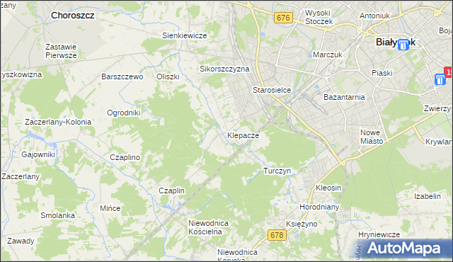 mapa Klepacze gmina Choroszcz, Klepacze gmina Choroszcz na mapie Targeo