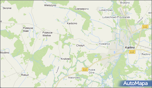 mapa Chotyń, Chotyń na mapie Targeo