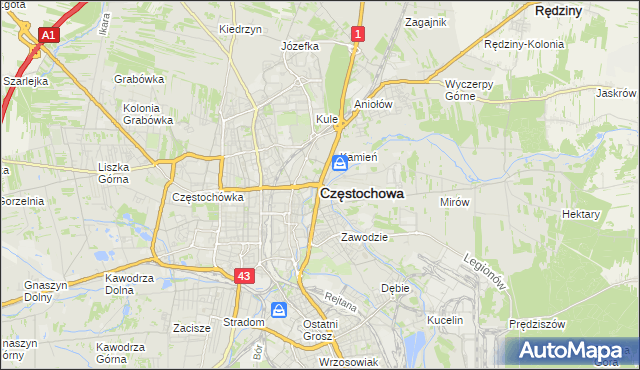 mapa Częstochowy, Częstochowa na mapie Targeo