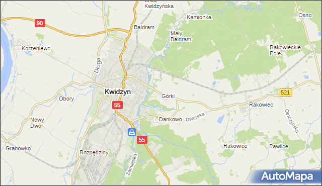 mapa Górki gmina Kwidzyn, Górki gmina Kwidzyn na mapie Targeo