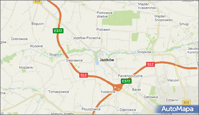 mapa Jastków powiat lubelski, Jastków powiat lubelski na mapie Targeo