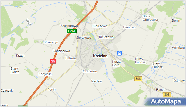 mapa Kościan, Kościan na mapie Targeo