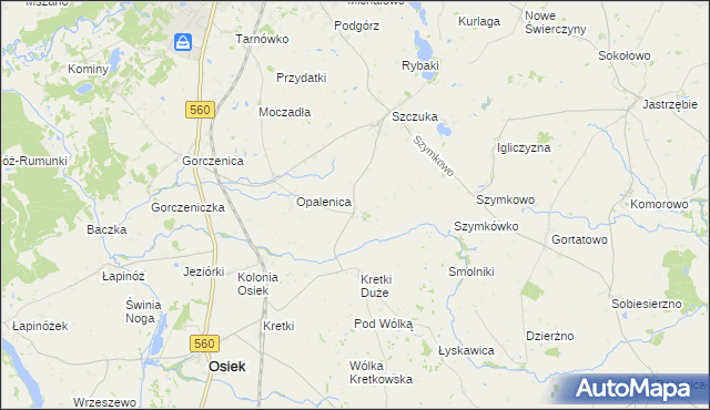 mapa Kozi Róg gmina Brodnica, Kozi Róg gmina Brodnica na mapie Targeo