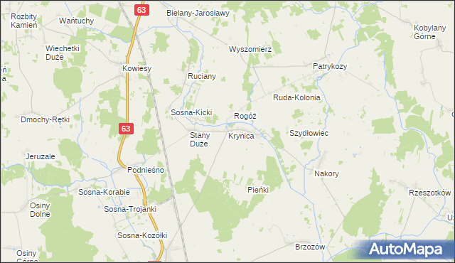 mapa Krynica gmina Suchożebry, Krynica gmina Suchożebry na mapie Targeo
