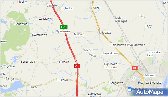 mapa Mieścin, Mieścin na mapie Targeo