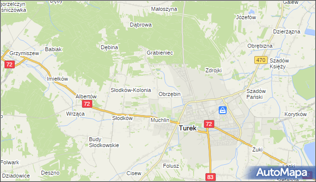 mapa Obrzębin, Obrzębin na mapie Targeo