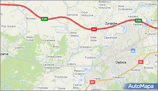 mapa Straszęcin, Straszęcin na mapie Targeo