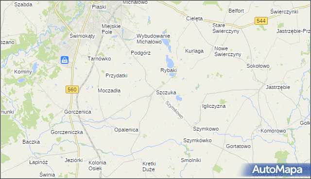 mapa Szczuka, Szczuka na mapie Targeo