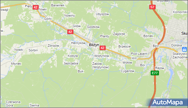 mapa Wojtyniów, Wojtyniów na mapie Targeo