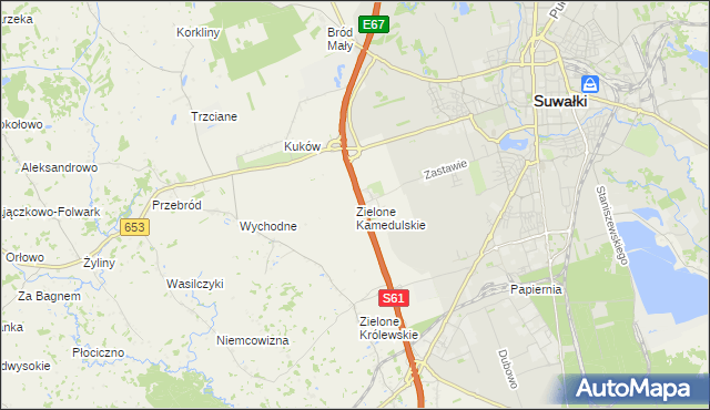 mapa Zielone Kamedulskie, Zielone Kamedulskie na mapie Targeo