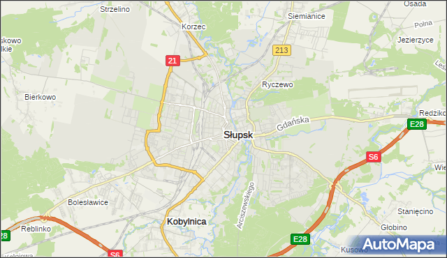 mapa Słupska, Słupsk na mapie Targeo