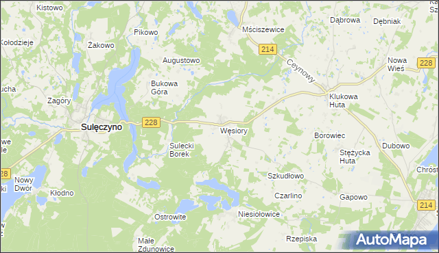 mapa Węsiory, Węsiory na mapie Targeo