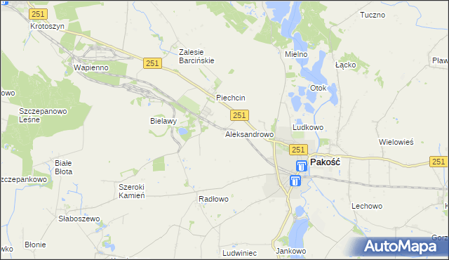 mapa Aleksandrowo gmina Barcin, Aleksandrowo gmina Barcin na mapie Targeo