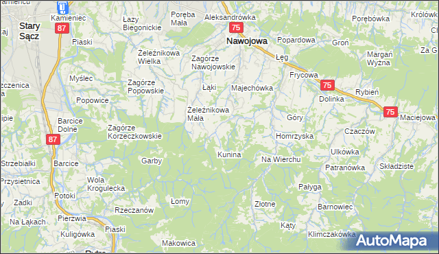 mapa Bącza-Kunina, Bącza-Kunina na mapie Targeo