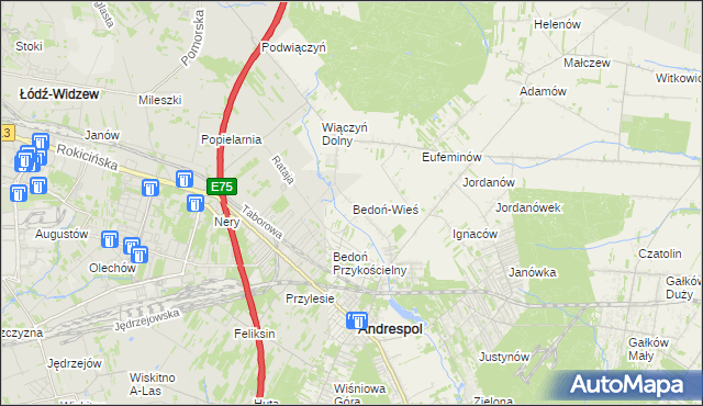 mapa Bedoń-Wieś, Bedoń-Wieś na mapie Targeo