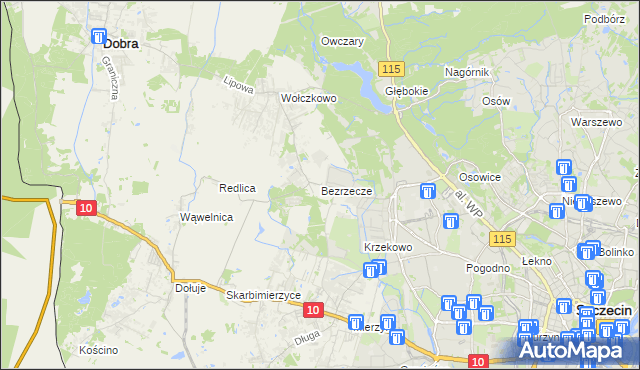 mapa Bezrzecze, Bezrzecze na mapie Targeo