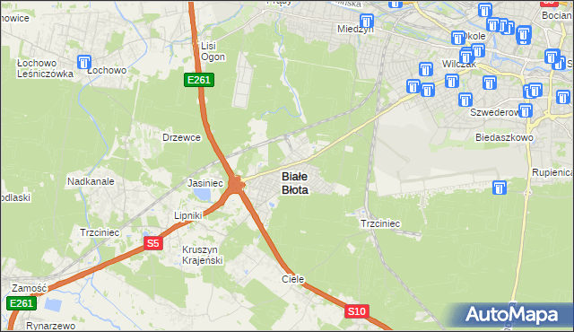 mapa Białe Błota powiat bydgoski, Białe Błota powiat bydgoski na mapie Targeo