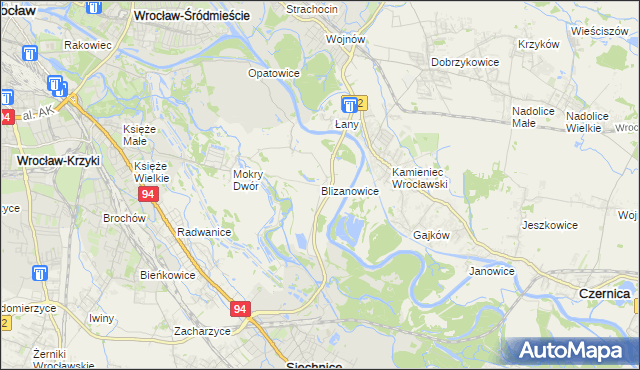 mapa Blizanowice, Blizanowice na mapie Targeo