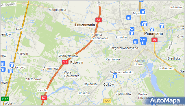 mapa Bobrowiec gmina Piaseczno, Bobrowiec gmina Piaseczno na mapie Targeo