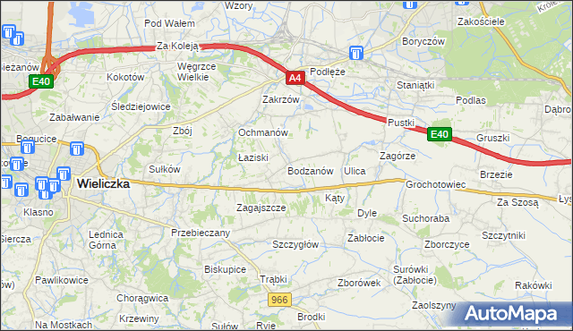 mapa Bodzanów gmina Biskupice, Bodzanów gmina Biskupice na mapie Targeo