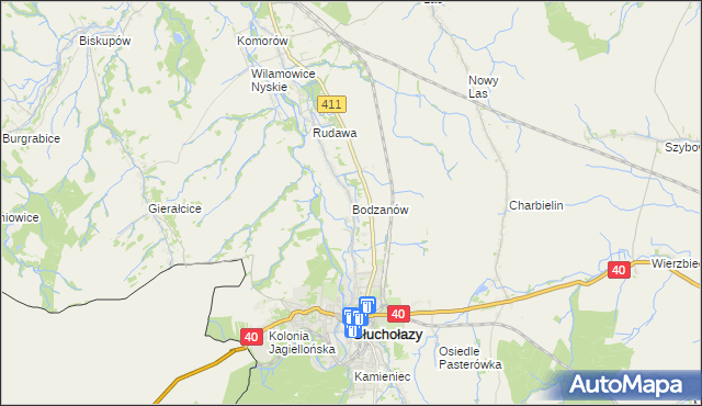 mapa Bodzanów gmina Głuchołazy, Bodzanów gmina Głuchołazy na mapie Targeo