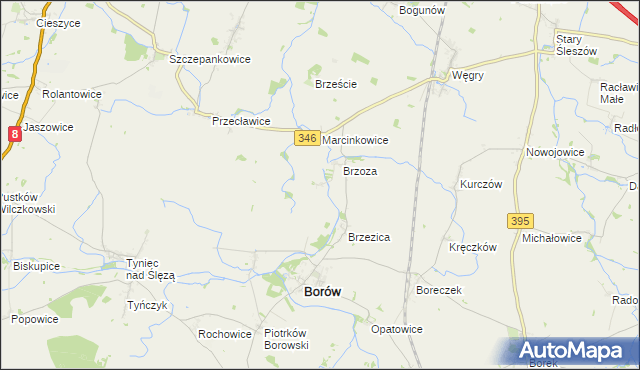 mapa Boguszyce gmina Borów, Boguszyce gmina Borów na mapie Targeo