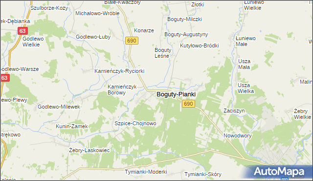 mapa Boguty-Pianki, Boguty-Pianki na mapie Targeo