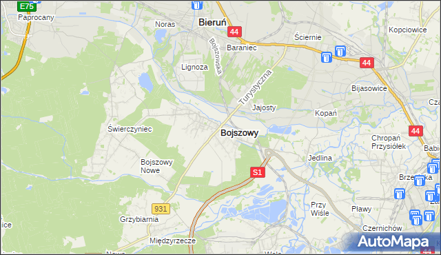 mapa Bojszowy, Bojszowy na mapie Targeo