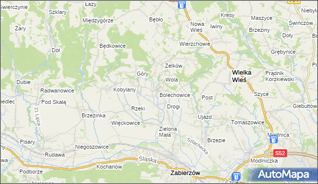 mapa Bolechowice gmina Zabierzów, Bolechowice gmina Zabierzów na mapie Targeo