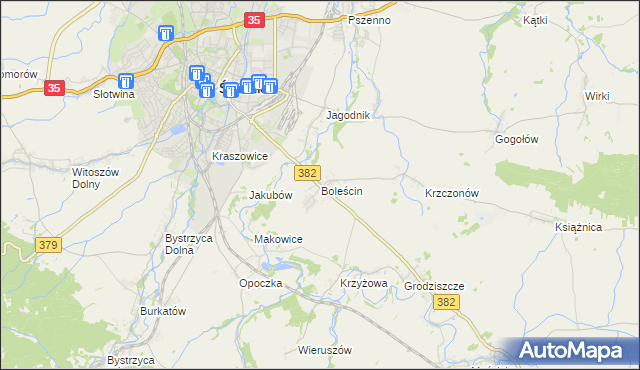 mapa Boleścin gmina Świdnica, Boleścin gmina Świdnica na mapie Targeo