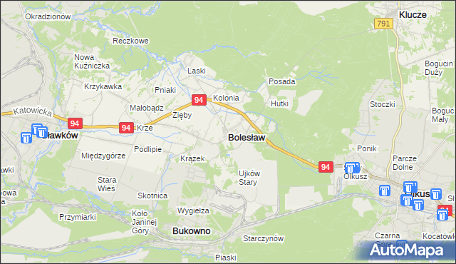 mapa Bolesław powiat olkuski, Bolesław powiat olkuski na mapie Targeo