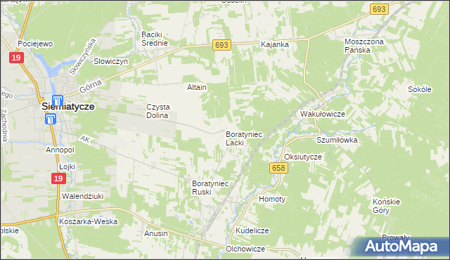 mapa Boratyniec Lacki, Boratyniec Lacki na mapie Targeo