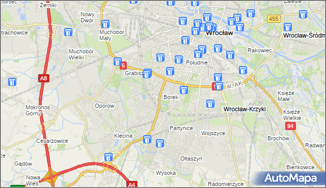 mapa Borek gmina Wrocław, Borek gmina Wrocław na mapie Targeo