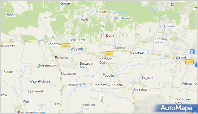 mapa Borzęcin Duży, Borzęcin Duży na mapie Targeo