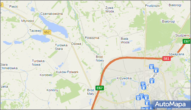 mapa Bród Nowy, Bród Nowy na mapie Targeo