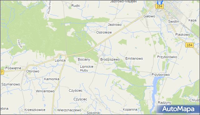 mapa Brodziszewo, Brodziszewo na mapie Targeo