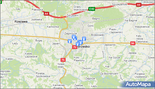 mapa Brzesko, Brzesko na mapie Targeo