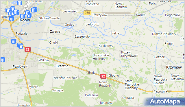 mapa Brzezińskie Holendry, Brzezińskie Holendry na mapie Targeo