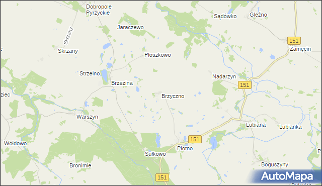 mapa Brzyczno, Brzyczno na mapie Targeo