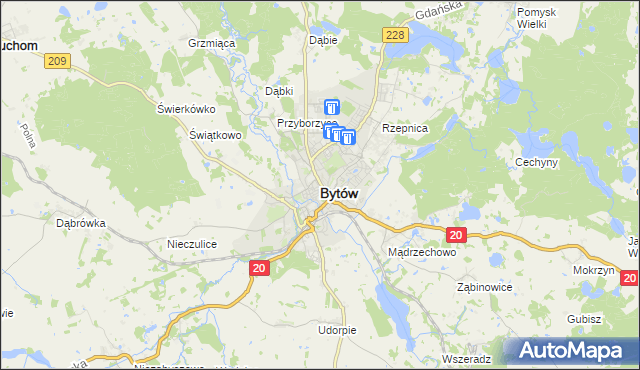 mapa Bytów, Bytów na mapie Targeo