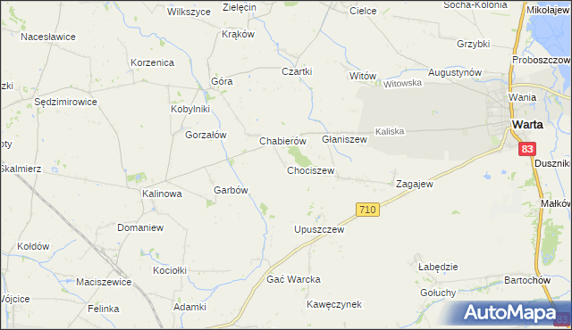 mapa Chociszew gmina Błaszki, Chociszew gmina Błaszki na mapie Targeo