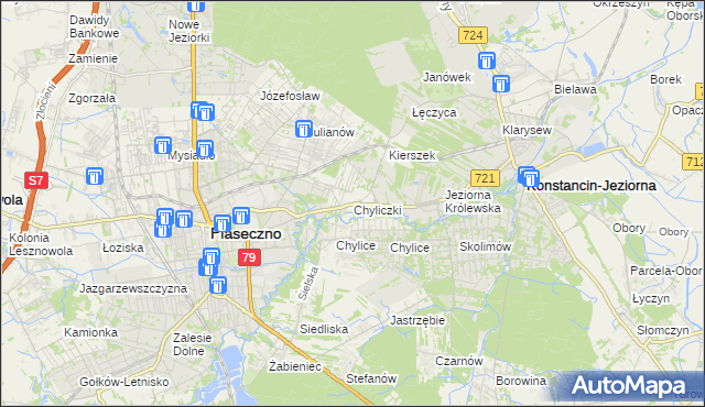 mapa Chyliczki gmina Piaseczno, Chyliczki gmina Piaseczno na mapie Targeo