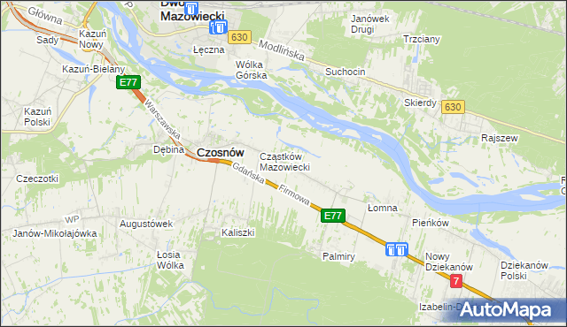 mapa Cząstków Polski, Cząstków Polski na mapie Targeo