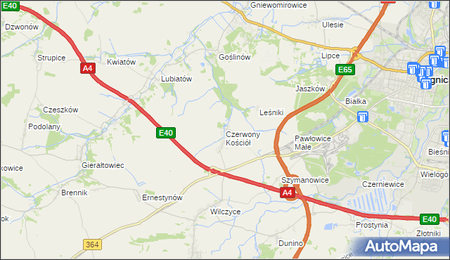 mapa Czerwony Kościół, Czerwony Kościół na mapie Targeo