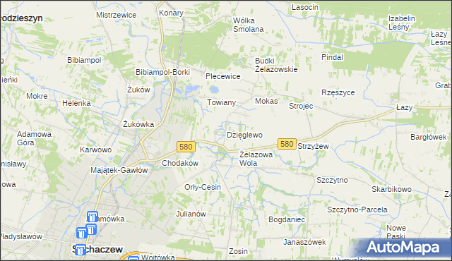 mapa Dzięglewo, Dzięglewo na mapie Targeo