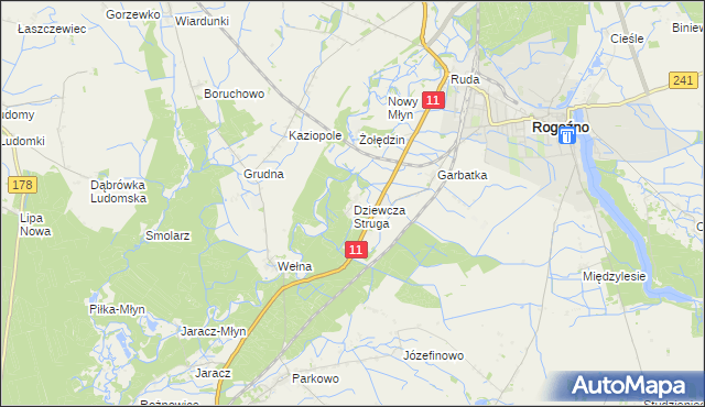 mapa Dziewcza Struga, Dziewcza Struga na mapie Targeo