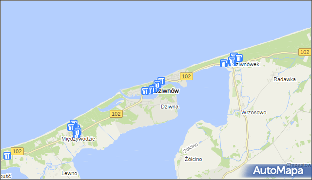 mapa Dziwnów, Dziwnów na mapie Targeo